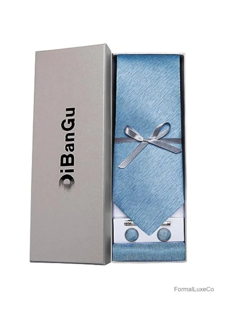Men's Silk Tie Set with Pocket Square Cufflinks and Tie Clip Formal Wedding